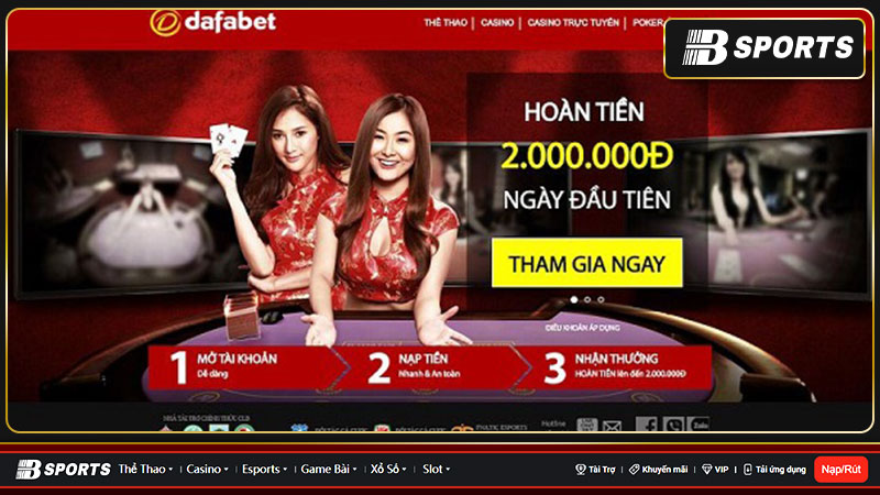 Dafabet nổi tiếng với Live Casino và game Slot